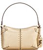 Color:Pale Gold - Image 1 - Metallic Gold Stud Astor Large Pouchette Shoulder Bag