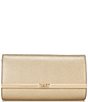Color:Pale Gold - Image 1 - Mona Large Metallic Leather Clutch
