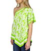 Color:Green Apple - Image 4 - Palm Print One Shoulder Sleeveless Blouse