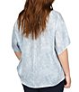 Color:Chambray - Image 2 - Plus Size Boat Neck Short Sleeve Printed Top