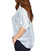 Color:Chambray - Image 3 - Plus Size Boat Neck Short Sleeve Printed Top