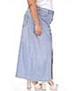 Color:Sky Haze Wash - Image 4 - Plus Size Denim Button Front Maxi Skirt