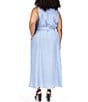 Color:Sky Blue Wash - Image 2 - Plus Size Denim Collared Neck Sleeveless Maxi Shirt Dress