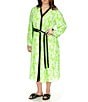 Color:Green Apple - Image 1 - Plus Size Floral Printed Point Collar V-Neck Long Sleeve Maxi Shirt Dress