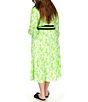 Color:Green Apple - Image 4 - Plus Size Floral Printed Point Collar V-Neck Long Sleeve Maxi Shirt Dress