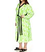 Color:Green Apple - Image 6 - Plus Size Floral Printed Point Collar V-Neck Long Sleeve Maxi Shirt Dress