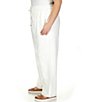 Color:White - Image 3 - Plus Size Linen Elastic Drawstring Tie Waist Pocketed Pull-On Pants
