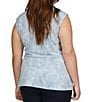 Color:Chambray - Image 2 - Plus Size Matte Jersey Crew Neck Sleeveless Twist Waist Top