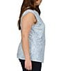 Color:Chambray - Image 3 - Plus Size Matte Jersey Crew Neck Sleeveless Twist Waist Top