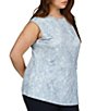 Color:Chambray - Image 4 - Plus Size Matte Jersey Crew Neck Sleeveless Twist Waist Top