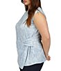 Color:Chambray - Image 6 - Plus Size Matte Jersey Crew Neck Sleeveless Twist Waist Top