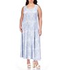 Color:Chambray - Image 1 - Plus Size Stretch Scoop Neck Sleeveless Maxi Dress