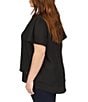 Color:Black - Image 3 - Plus Size V-Neck Short Flutter Sleeve Tee Shirt