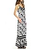 Color:Black/White - Image 4 - Printed V Neckline Sleeveless Maxi Dress