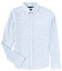 Color:Chambray - Image 1 - Slim Fit Yarn-Dye Linen Long Sleeve Woven Shirt