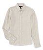 Color:Khaki - Image 1 - Slim Fit Yarn-Dye Linen Long Sleeve Woven Shirt
