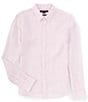 Color:Oxford Pink - Image 1 - Slim Fit Yarn-Dye Linen Long Sleeve Woven Shirt