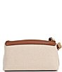 Color:Natural/Luggage - Image 2 - Talia Small Top Zip Canvas Wristlet