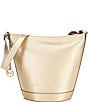 Color:Pale Gold - Image 2 - Townsend Medium Metallic Top Zip Convertible Bucket Bag