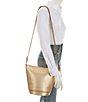 Color:Pale Gold - Image 4 - Townsend Medium Metallic Top Zip Convertible Bucket Bag