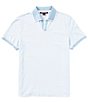 Color:Chambray - Image 1 - Vacation Stripe Short Sleeve Polo Shirt