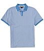 Color:Blueberry - Image 1 - Vacation Stripe Short Sleeve Polo Shirt