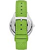 Color:Green - Image 3 - Women's Slim Runway Three Hand Green Leather Strap Watch