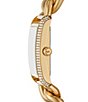 Color:Gold - Image 2 - Women's Emery Three-Hand Gold-Tone Pave Curb Chain Bracelet Watch