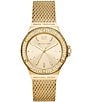 Color:Gold - Image 1 - Women's Lennox Three-Hand Gold Stainless Steel Mesh Bracelet Watch