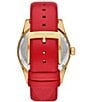 Color:Red - Image 3 - Women's Lexington Three-Hand Red Leather Strap Watch