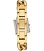 Color:Two Tone - Image 3 - Women's Logo Chain Lock Three Hand Alabaster and Gold Stainless Steel Bracelet Watch