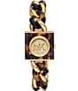 Color:Two Tone - Image 1 - Women's MK Chain Lock Tortoise and Gold Tone Stainless Steel Bracelet Watch