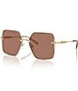 Color:Light Gold/Light Brown - Image 1 - Women's MK1157 58mm Square Sunglasses