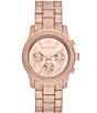 Color:Rose Gold - Image 1 - Women's Runway Chronograph Rose Gold-Tone Diamond Stainless Steel Bracelet Watch