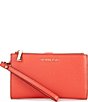 Color:Spiced Coral - Image 1 - Adele Double Zip Gold Tone Wristlet