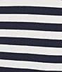 Color:Midnight Blue - Image 4 - MICHAEL Michael Kors Double Knit Ruched Stretch Stripe Print V-Neck Long Sleeve Top
