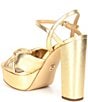 Color:Gold - Image 3 - MICHAEL Michael Kors Josie Metallic Knotted Ankle Strap Platform Dress Sandals