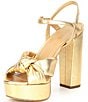 Color:Gold - Image 4 - MICHAEL Michael Kors Josie Metallic Knotted Ankle Strap Platform Dress Sandals
