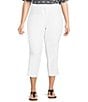 Color:White - Image 1 - MICHAEL Michael Kors Plus Size Lux Tech Woven Stretch Straight Leg Slit Hem Capri Pants
