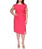 Color:Deep Pink - Image 1 - MICHAEL Michael Kors Plus Size Matte Jersey Crew Neck Sleeveless Astor Studded Front Slit Sheath Dress