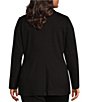 Color:Black - Image 2 - MICHAEL Michael Kors Plus Size Ponte Knit Notch Lapel Long Sleeve Button Front Blazer
