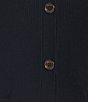 Color:Midnight Blue - Image 4 - MICHAEL Michael Kors Plus Size Ribbed Knit V-Neck Long Sleeve Fitted Button Front Cardigan