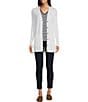 Color:White - Image 3 - MICHAEL Michael Kors Ribbed Knit V-Neck Long Sleeve Fitted Button Front Cardigan