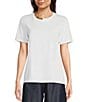 Color:White - Image 1 - MICHAEL Michael Kors Solid Jersey Knit Chain Detail Crew Neck Short Sleeve Relaxed Fit Tee