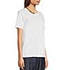 Color:White - Image 4 - MICHAEL Michael Kors Solid Jersey Knit Chain Detail Crew Neck Short Sleeve Relaxed Fit Tee