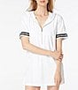 Color:White - Image 1 - MICHAEL Michael Kors Solid Terry Hooded Neck Short Sleeve Dress Swim Cover-Up