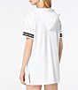 Color:White - Image 2 - MICHAEL Michael Kors Solid Terry Hooded Neck Short Sleeve Dress Swim Cover-Up