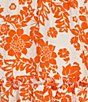Color:Ivory/Orange - Image 3 - Floral Print Long Sleeve Tie Front Tiered Dress