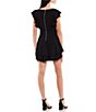Color:Black - Image 2 - Flutter Sleeve Double-Hem Fit & Flare Dress