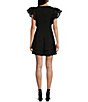 Color:Black - Image 2 - Flutter Sleeve Fit & Flare Mini Dress
